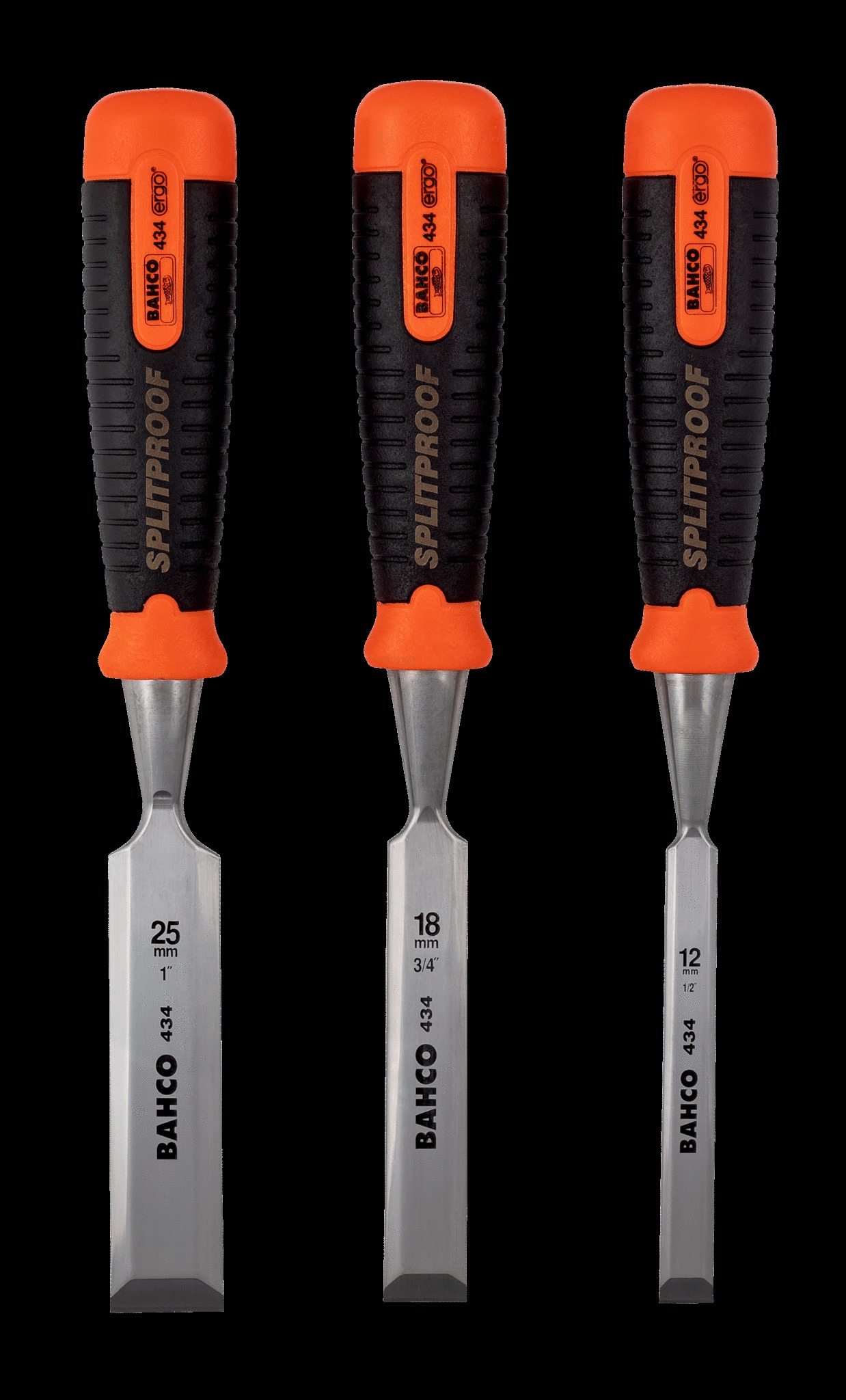 Bahco ERGO™ Splitproof Woodworking Chisel Set - 3 Piece - 12, 18 & 25mm - Image 3