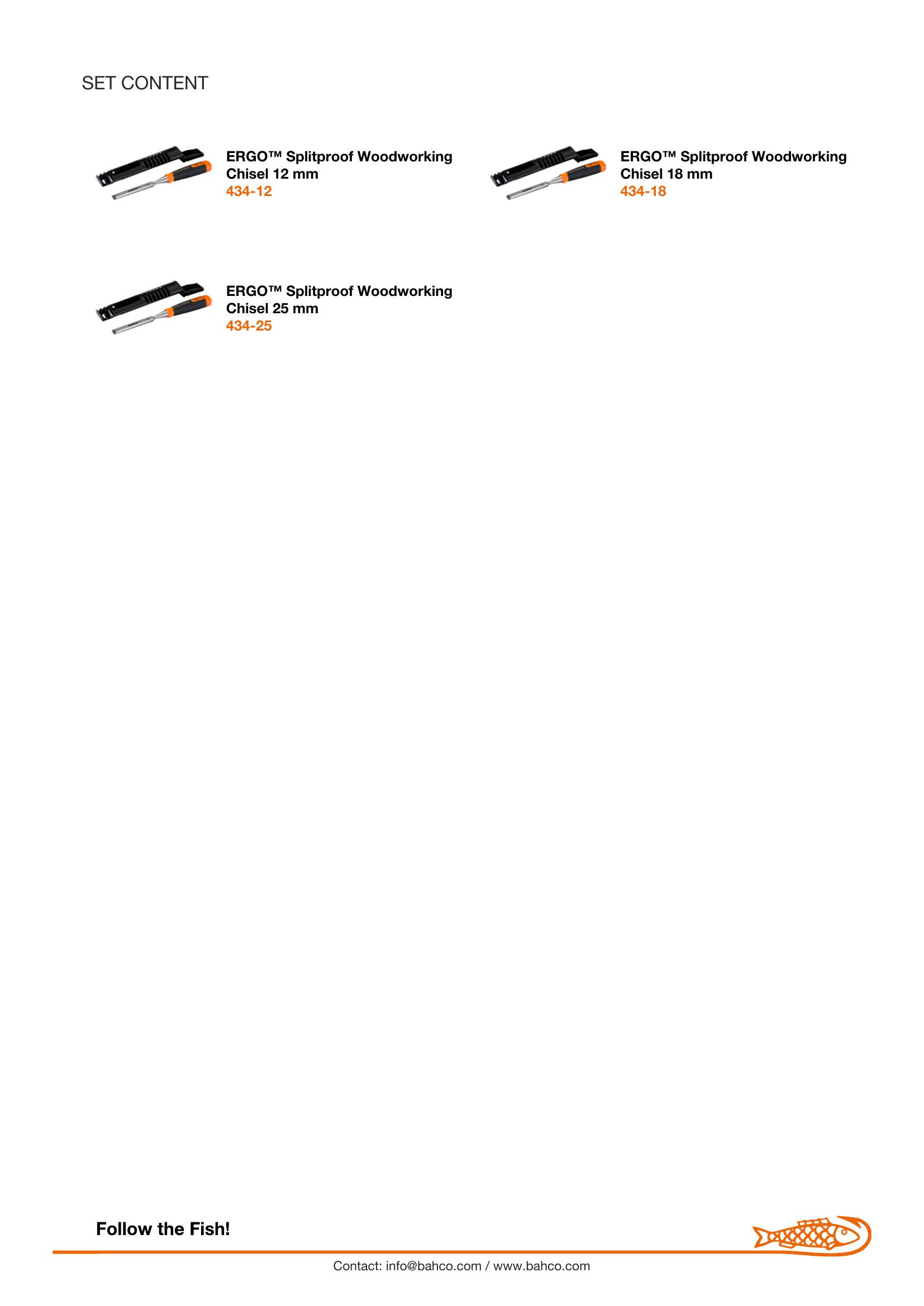 Bahco ERGO™ Splitproof Woodworking Chisel Set - 3 Piece - 12, 18 & 25mm - Image 7