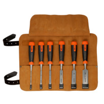 Bahco ERGO™ Splitproof Woodworking Chisel Set - 6 Piece in Leather Roll Pouch - Image 2