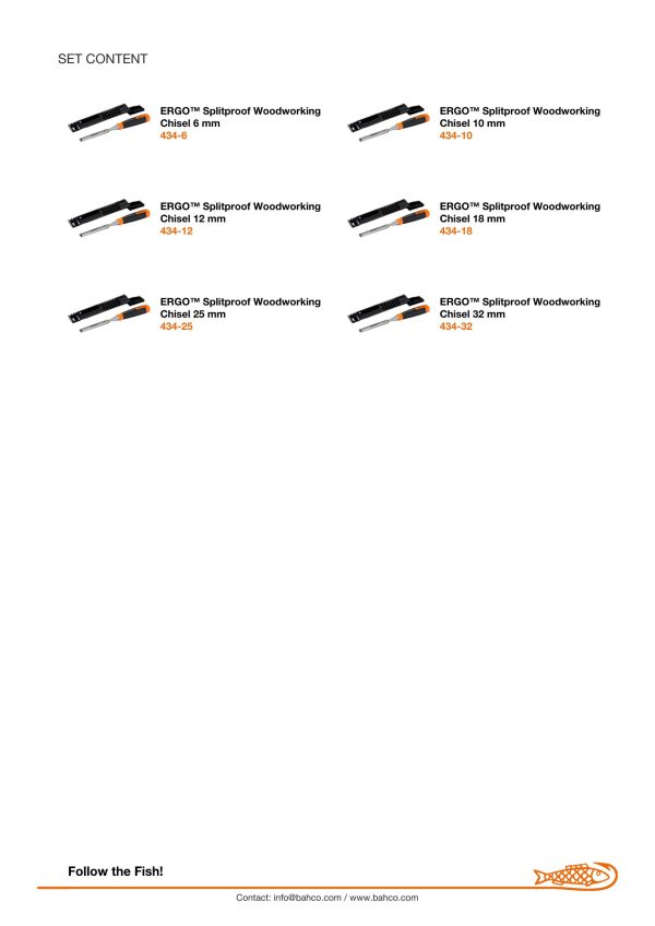 Bahco ERGO™ Splitproof Woodworking Chisel Set - 6 Piece in Leather Roll Pouch - Image 8