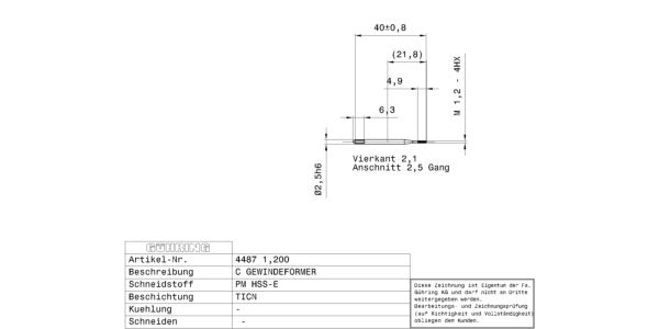 Guhring Metric Fluteless Taps HSS-E-PM TiCN Coated - Image 2
