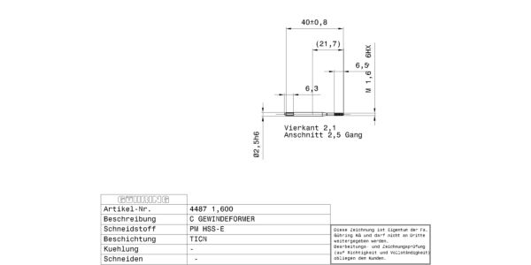 Guhring Metric Fluteless Taps HSS-E-PM TiCN Coated - Image 2