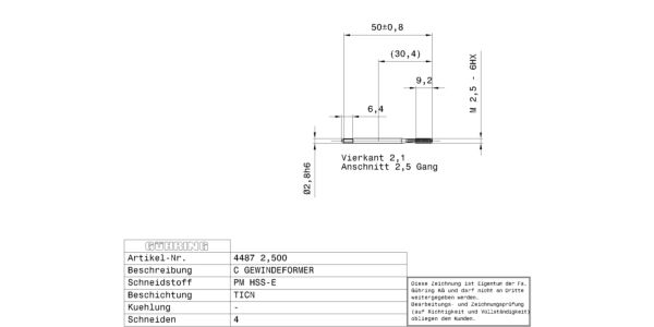 Guhring Metric Fluteless Taps HSS-E-PM TiCN Coated - Image 2
