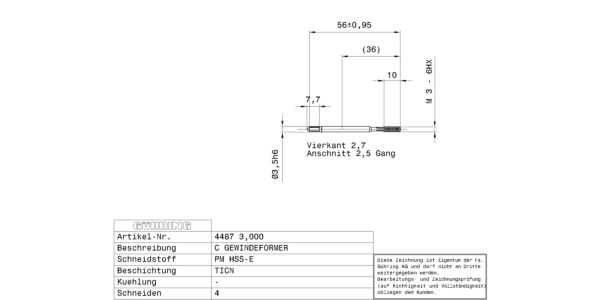 Guhring Metric Fluteless Taps HSS-E-PM TiCN Coated - Image 2