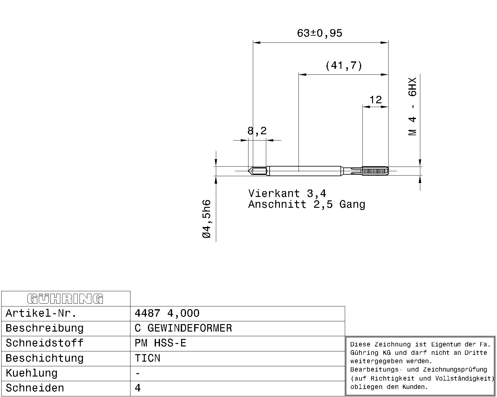 Guhring Metric Fluteless Taps HSS-E-PM TiCN Coated - Image 2