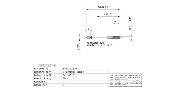 Guhring Metric Fluteless Taps HSS-E-PM TiCN Coated - Image 2