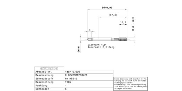 Guhring Metric Fluteless Taps HSS-E-PM TiCN Coated - Image 2