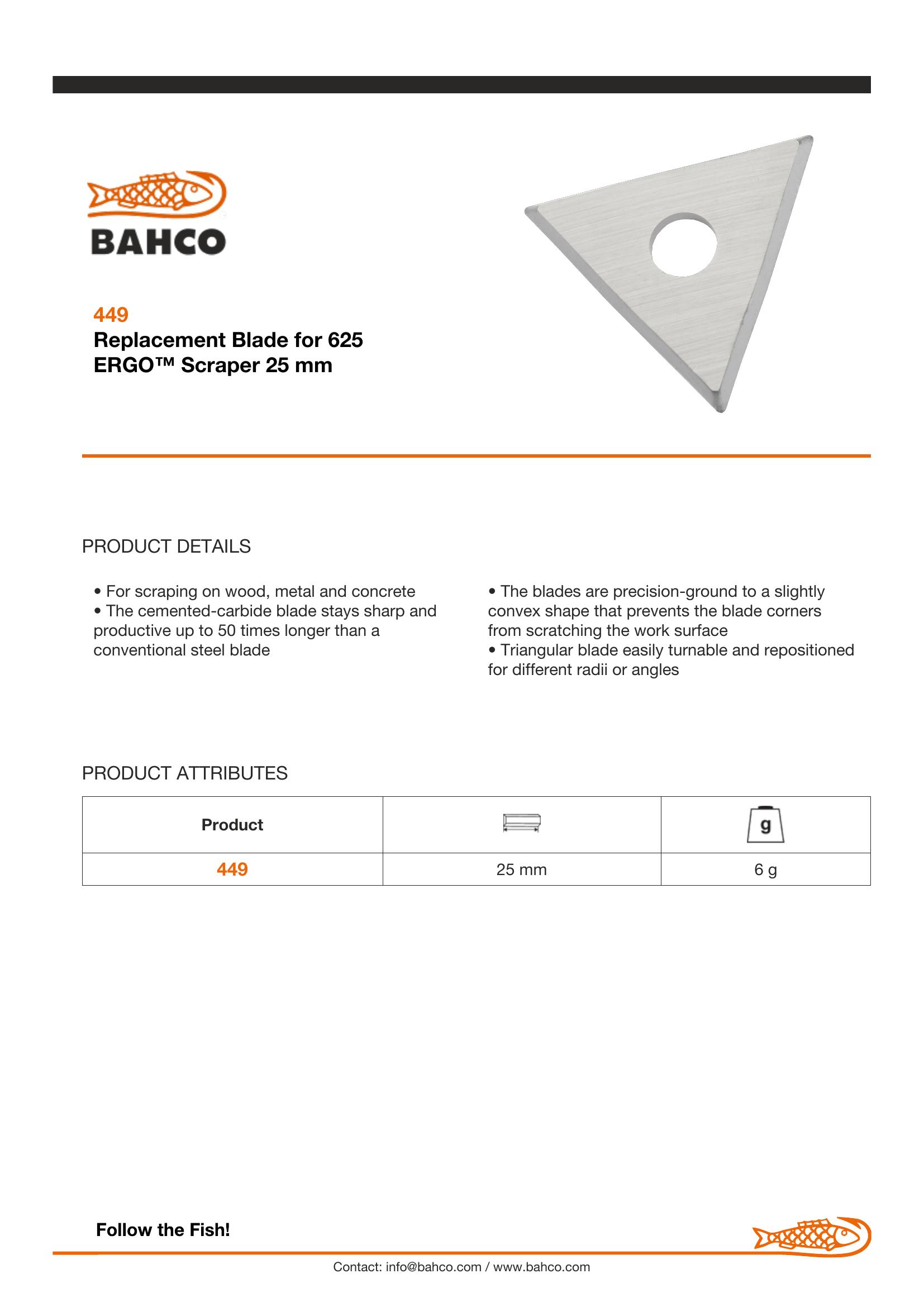 Bahco Spare Blade - Triangular - For 625 & Old Style 448 Paint Scraper. Cemented Carbide Blade Stays Sharper Longer Than Conventional Steel Blade. - Image 3