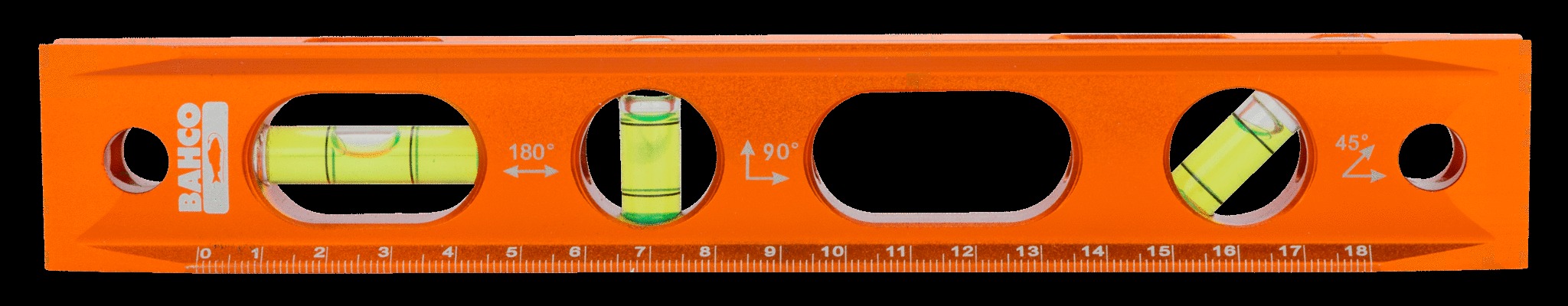 Bahco Box Spirit Level, 1800mm, rigid, 2 vertical plumb vials, 1 horizontal vial - Image 2