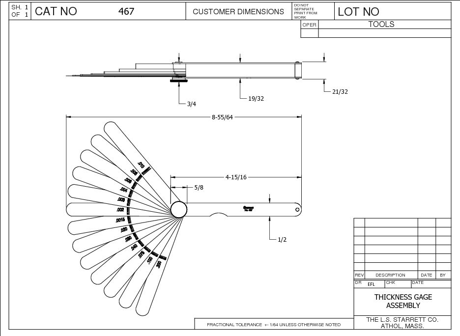 Starrett - Thickness Gage .0015-.200in Range 13 Leaves - Image 3