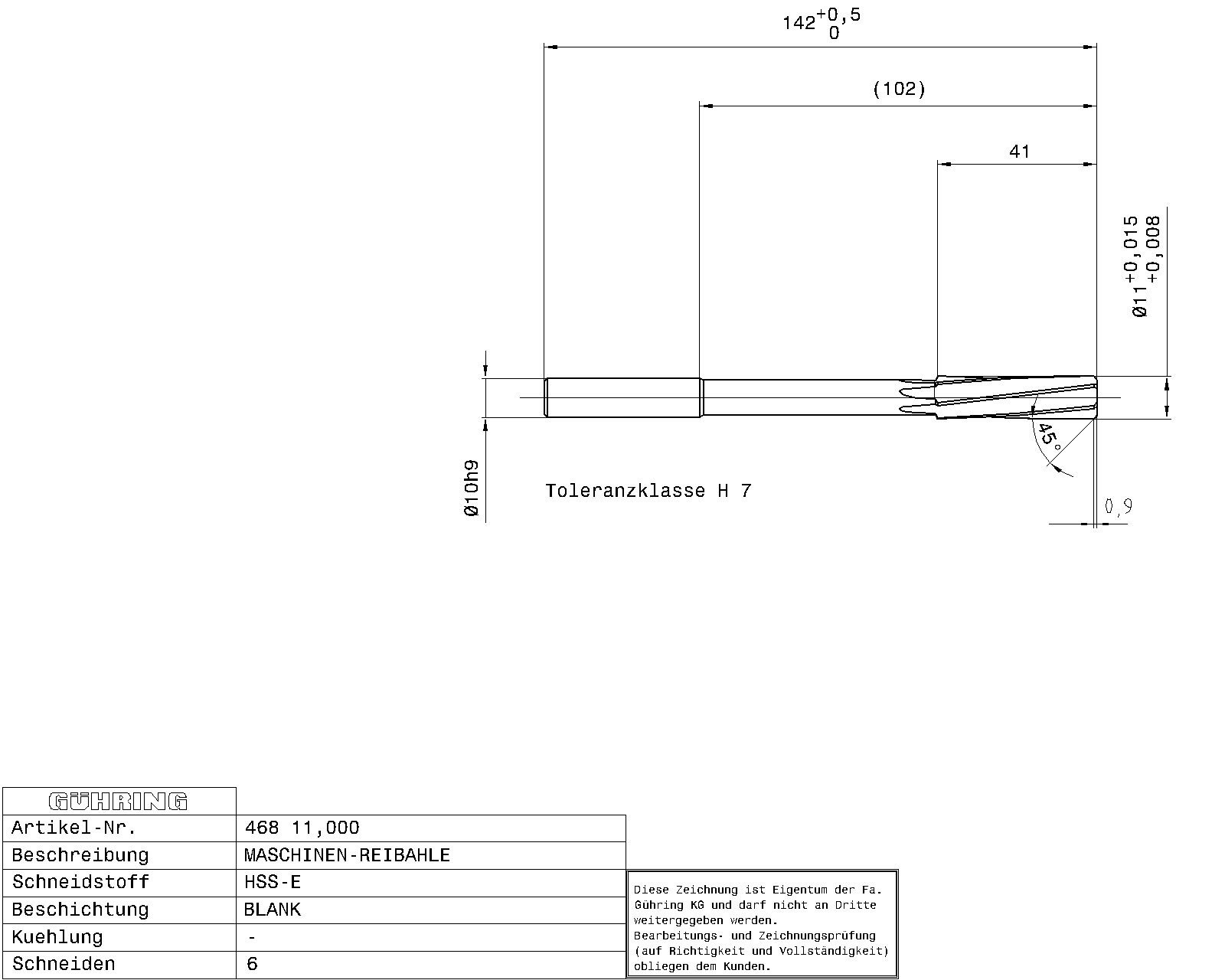 Guhring Machine Chucking Reamers HSS-E H7 - Image 2