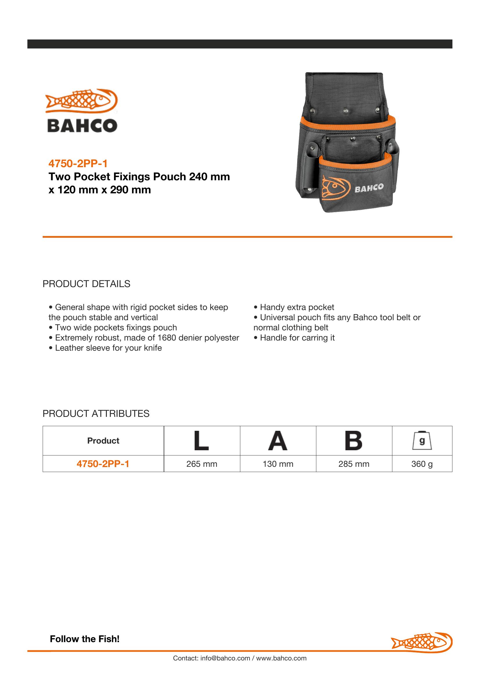 Bahco Two Pocket Fixings Pouch - Image 3
