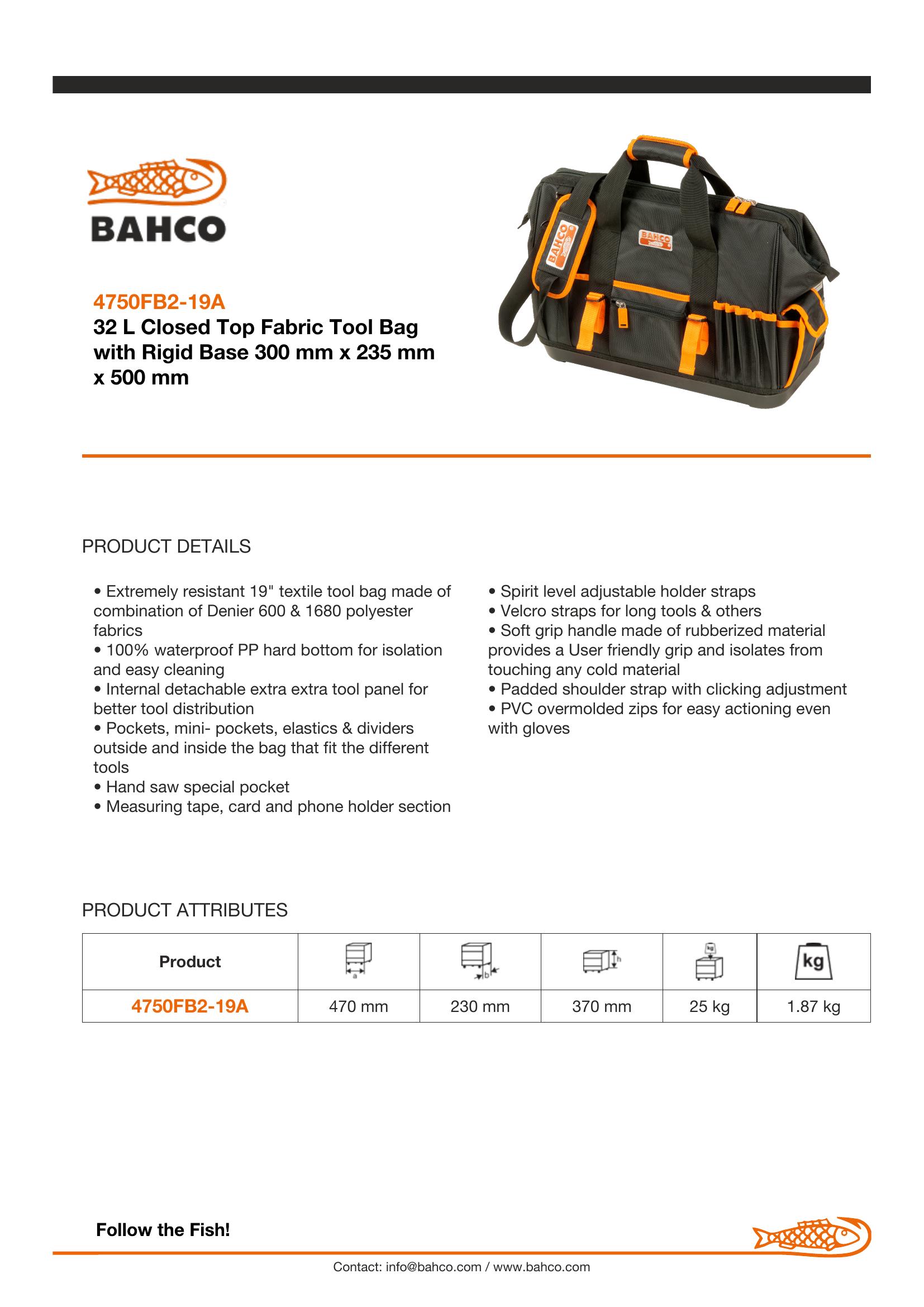 Bahco 19 Pouch Hard Bottom Tool Bag - Image 5