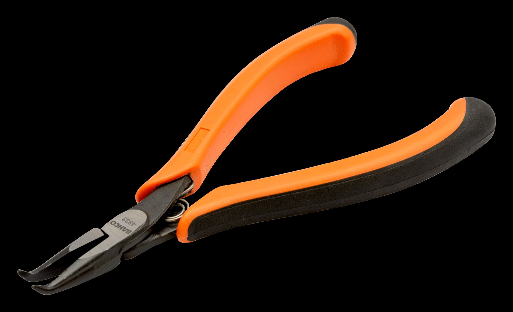 Bahco Ergo plier, snipe nose, bent tip to 60 deg., 130mm, ergo sleeves with opening spring
