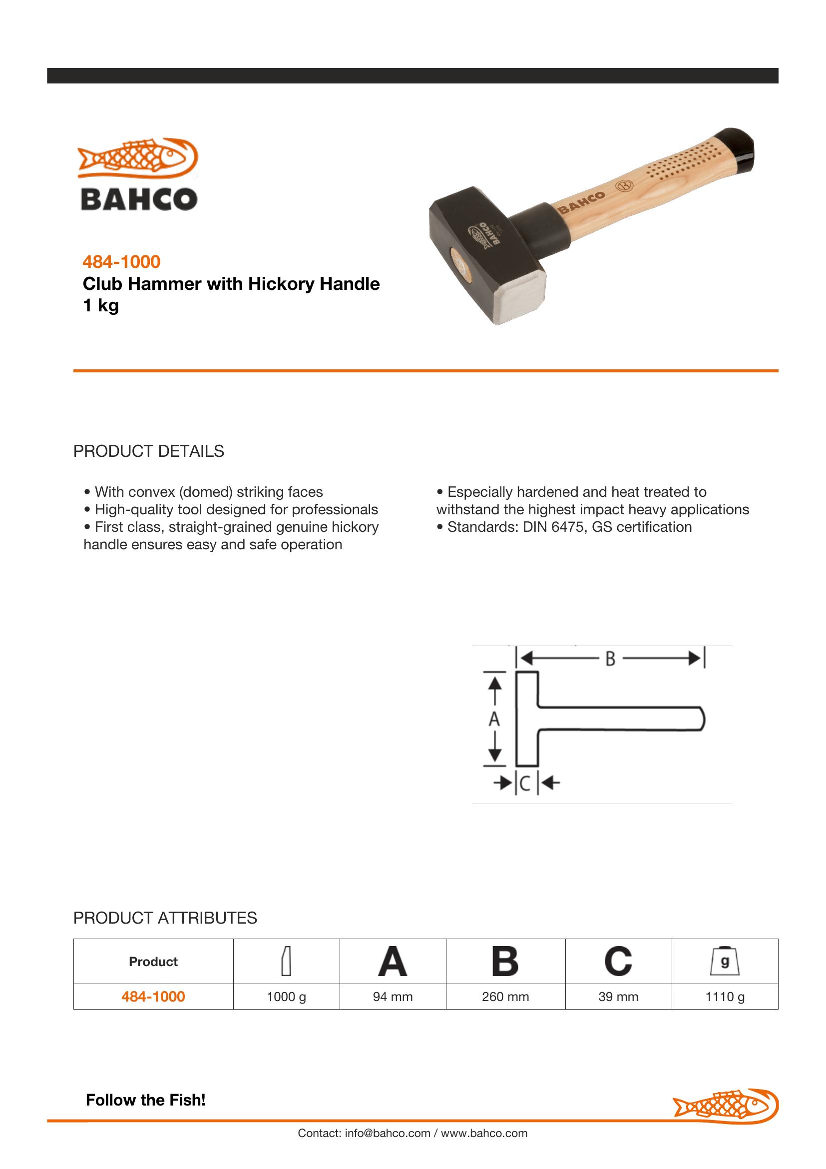 Bahco Club Hammer, 1 Kg - Image 4