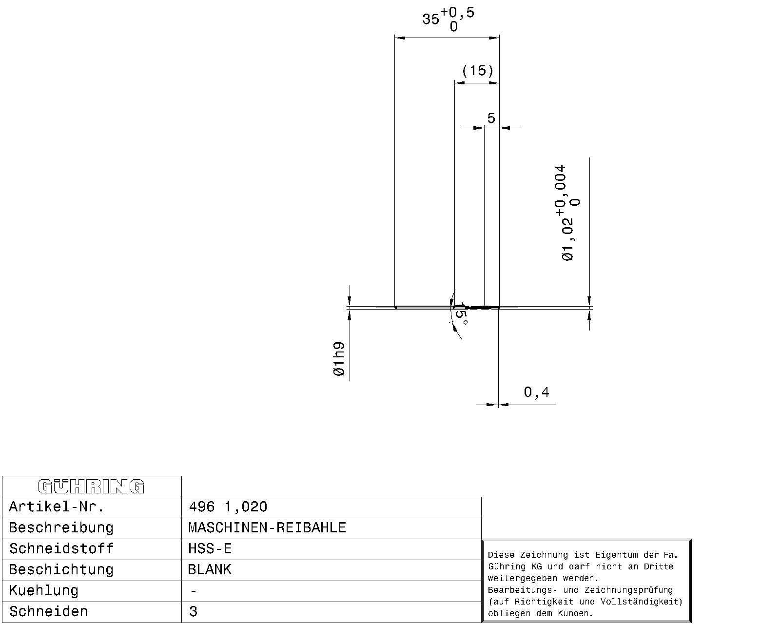 Guhring Machine Chucking Reamers HSS-E - Image 2