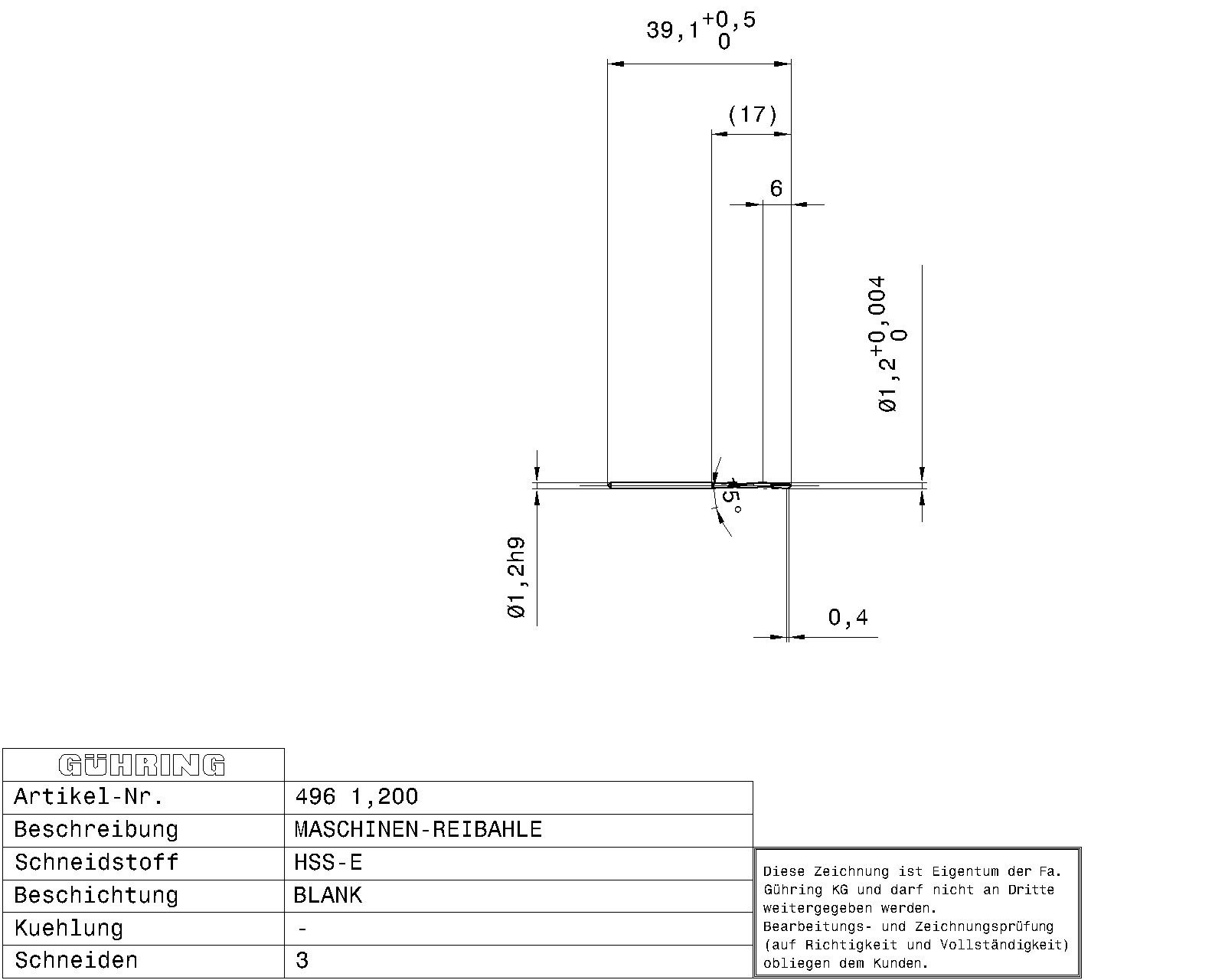 Guhring Machine Chucking Reamers HSS-E - Image 2