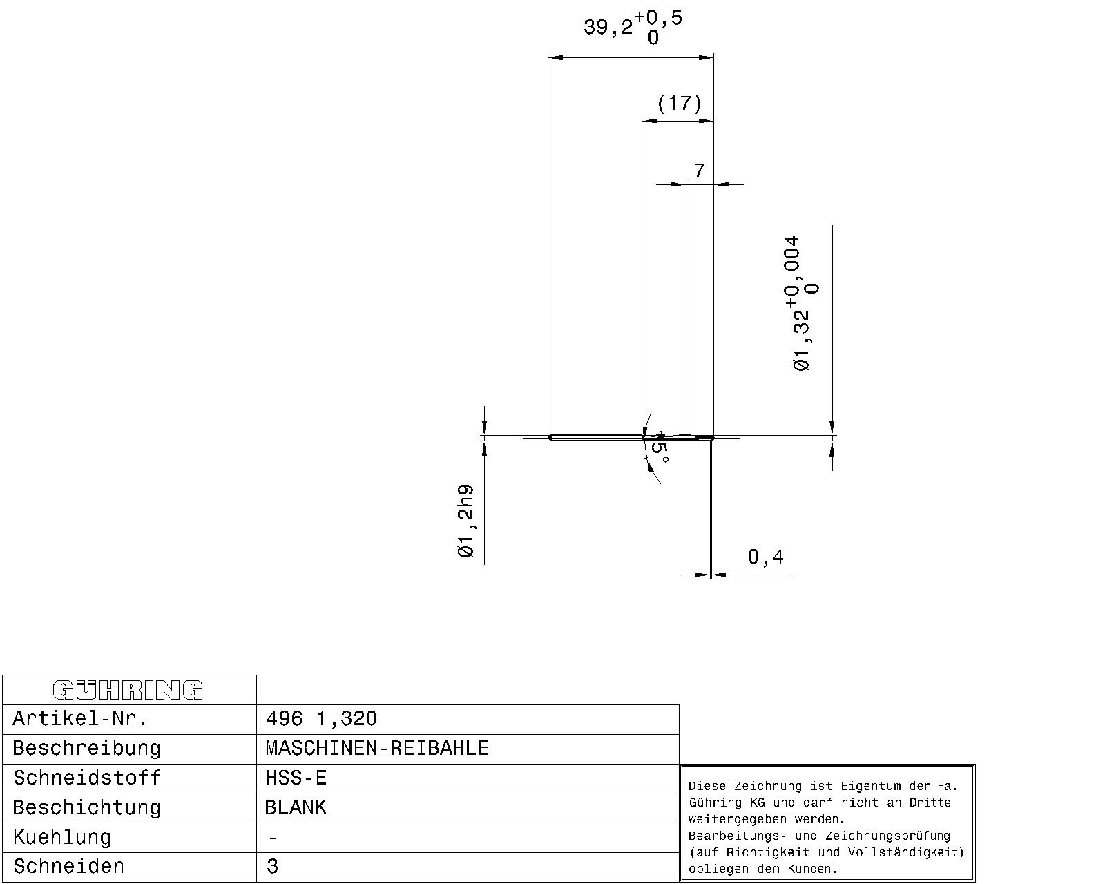 Guhring Machine Chucking Reamers HSS-E - Image 2