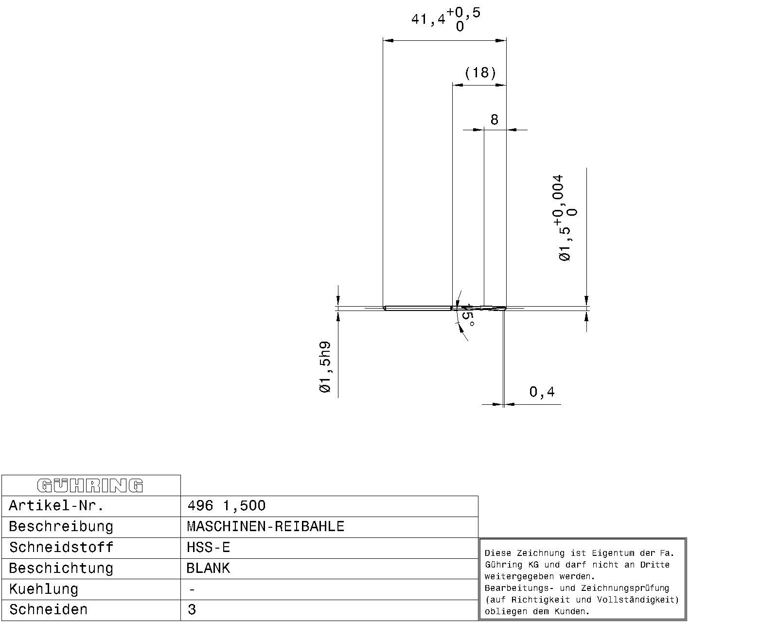 Guhring Machine Chucking Reamers HSS-E - Image 2
