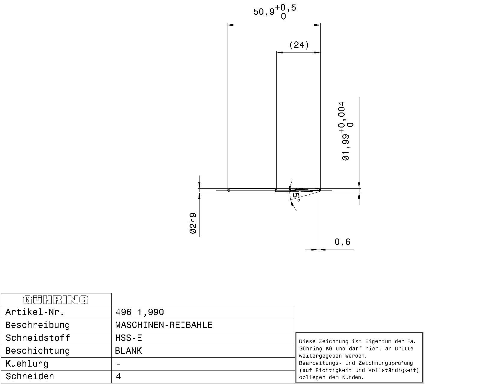 Guhring Machine Chucking Reamers HSS-E - Image 2