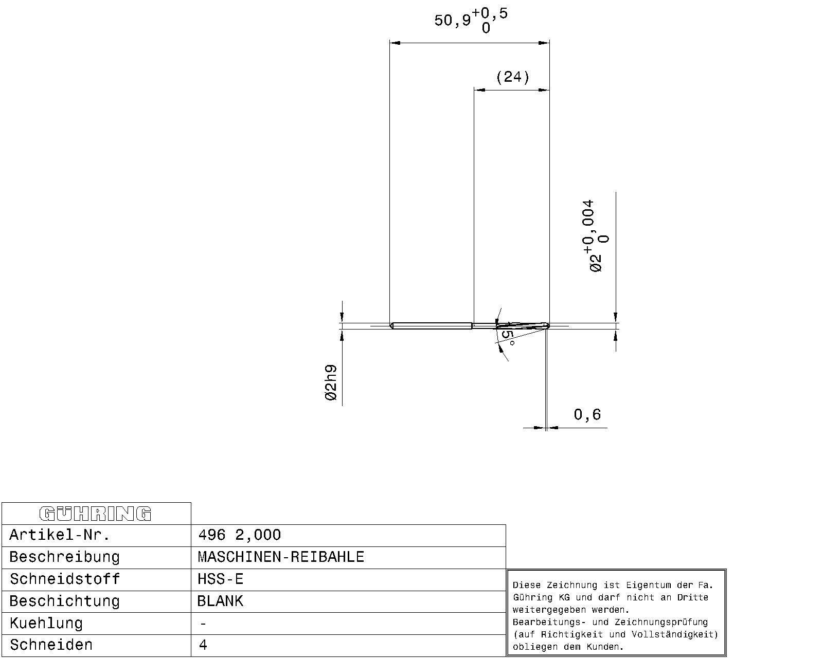 Guhring Machine Chucking Reamers HSS-E - Image 2