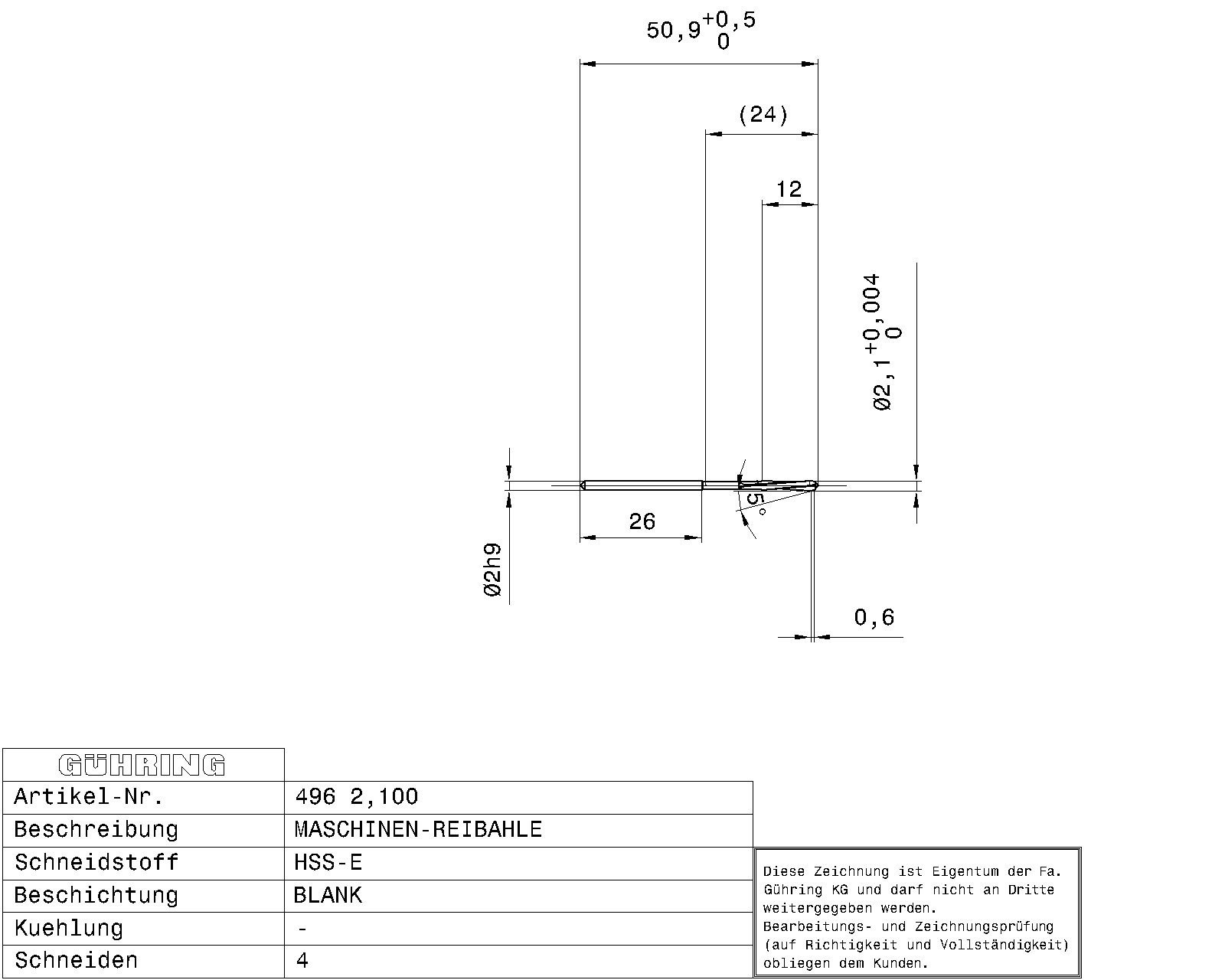 Guhring Machine Chucking Reamers HSS-E - Image 2