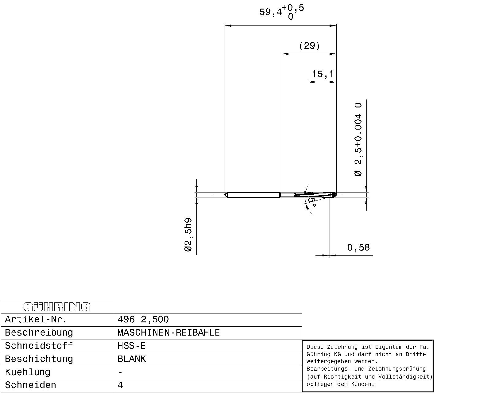 Guhring Machine Chucking Reamers HSS-E - Image 2