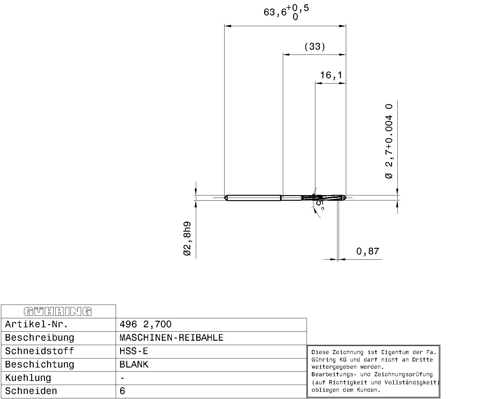 Guhring Machine Chucking Reamers HSS-E - Image 2