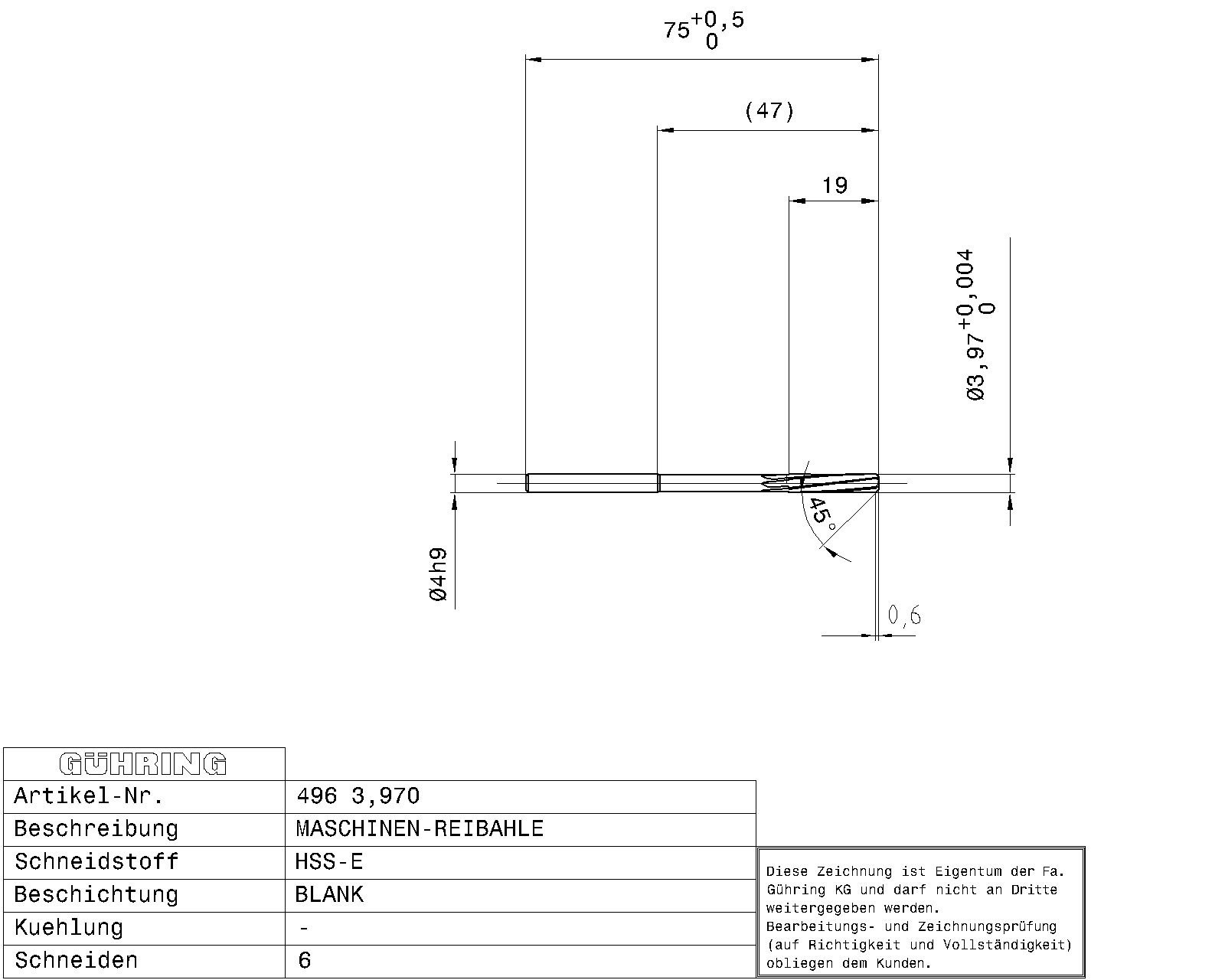 Guhring Machine Chucking Reamers HSS-E 5/32 - Image 2