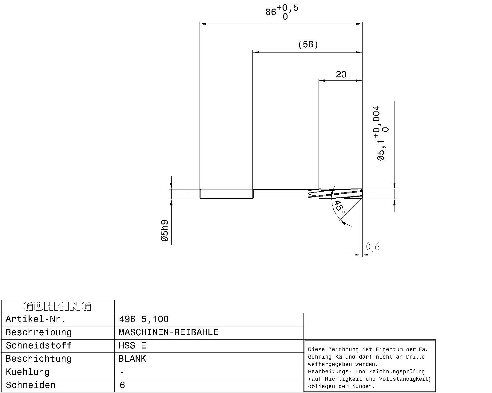 Guhring Machine Chucking Reamers HSS-E - Image 2