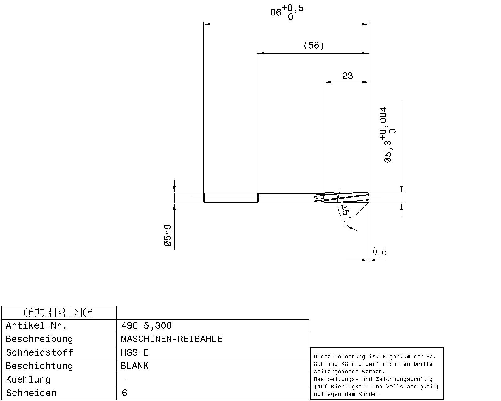 Guhring Machine Chucking Reamers HSS-E - Image 2