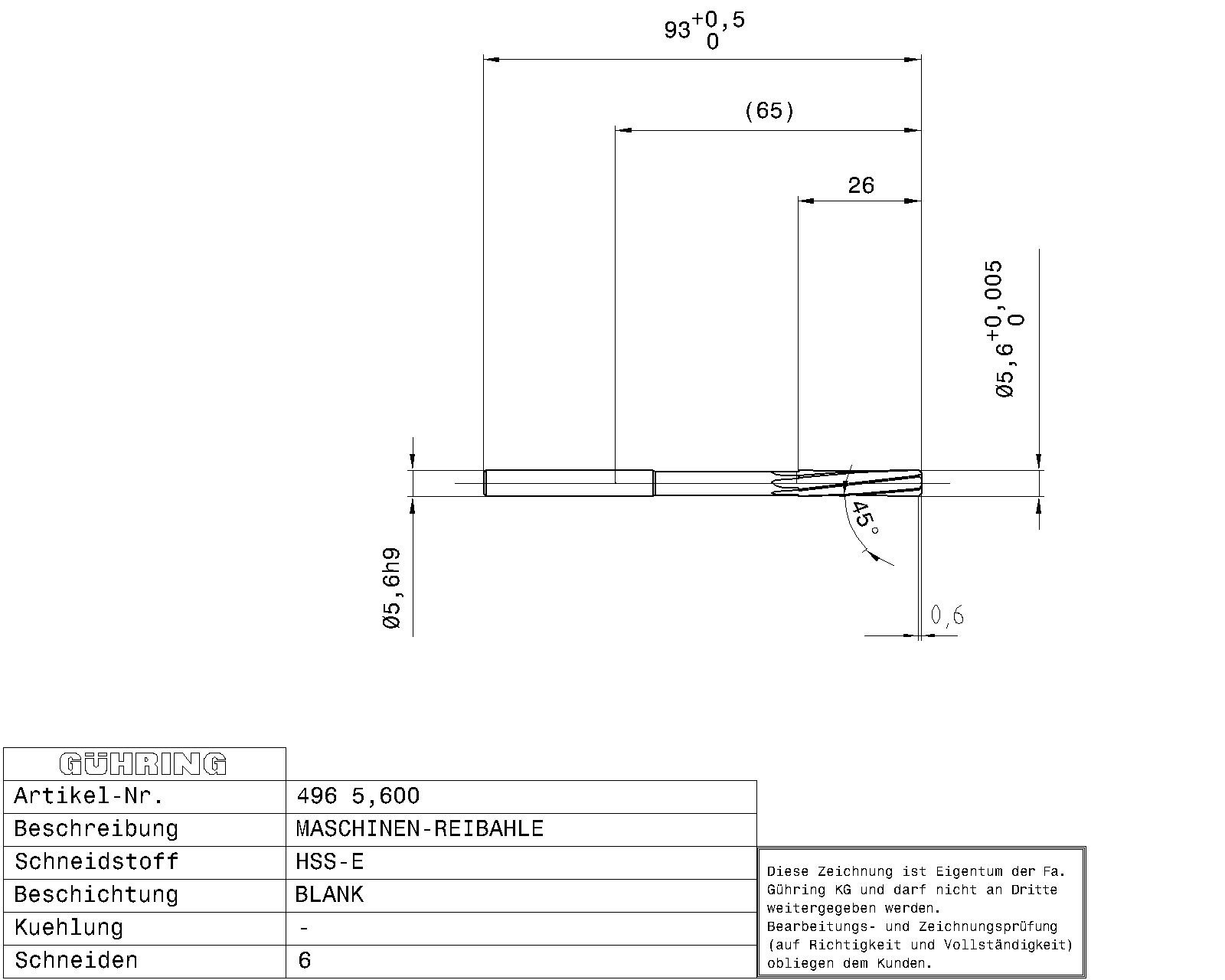 Guhring Machine Chucking Reamers HSS-E - Image 2