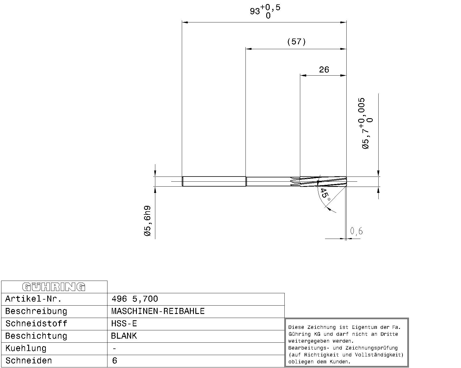 Guhring Machine Chucking Reamers HSS-E - Image 2