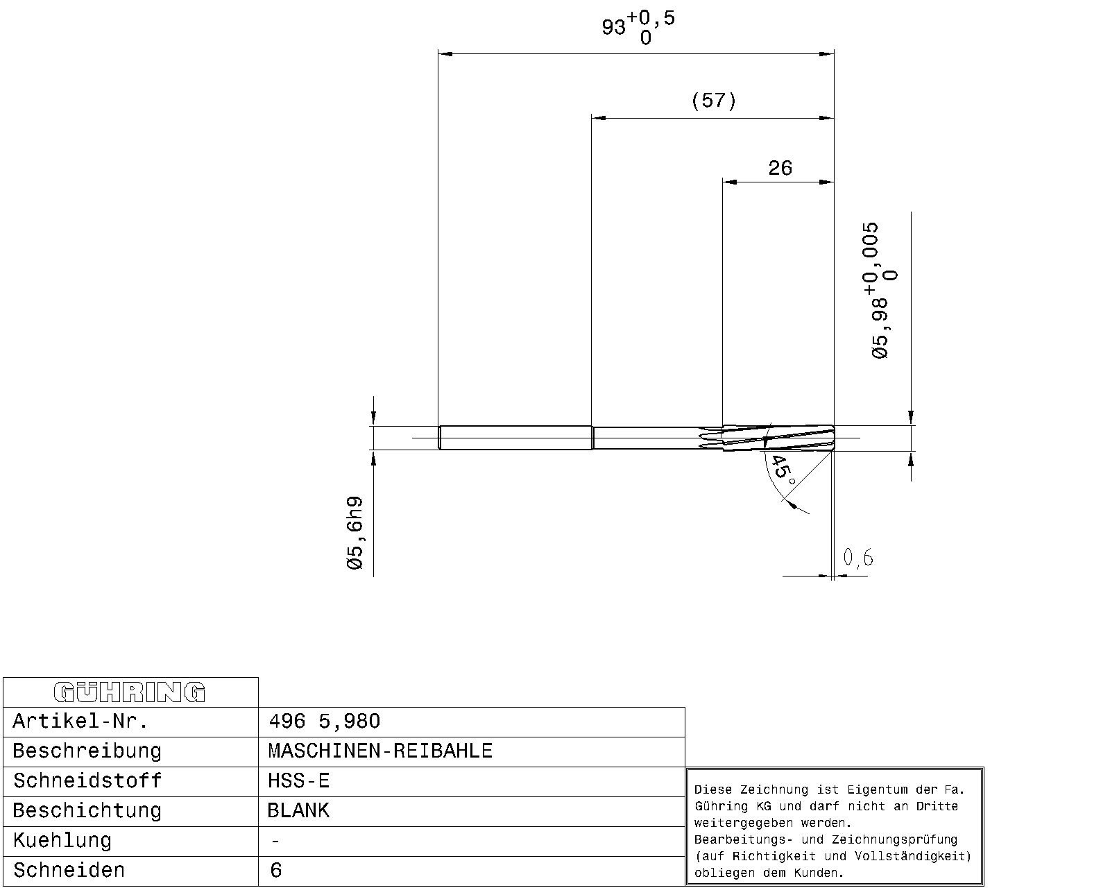 Guhring Machine Chucking Reamers HSS-E - Image 2