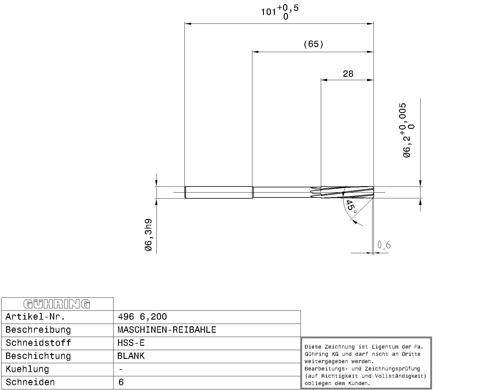 Guhring Machine Chucking Reamers HSS-E - Image 2