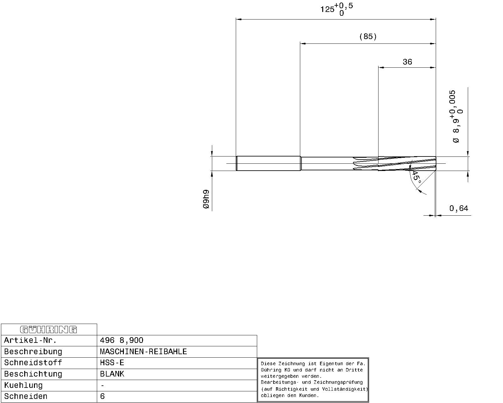 Guhring Machine Chucking Reamers HSS-E - Image 2