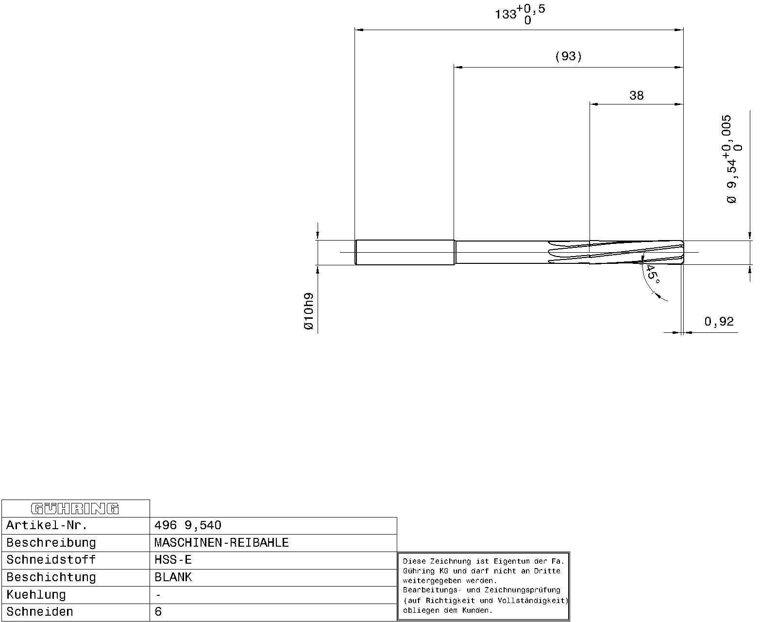 Guhring Machine Chucking Reamers HSS-E - Image 2