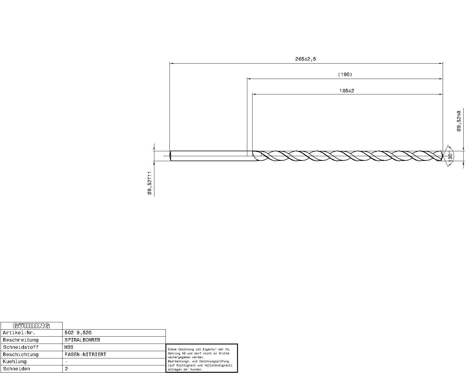 Guhring Extra length twist drills series 1 HSS 3/8 - Image 2