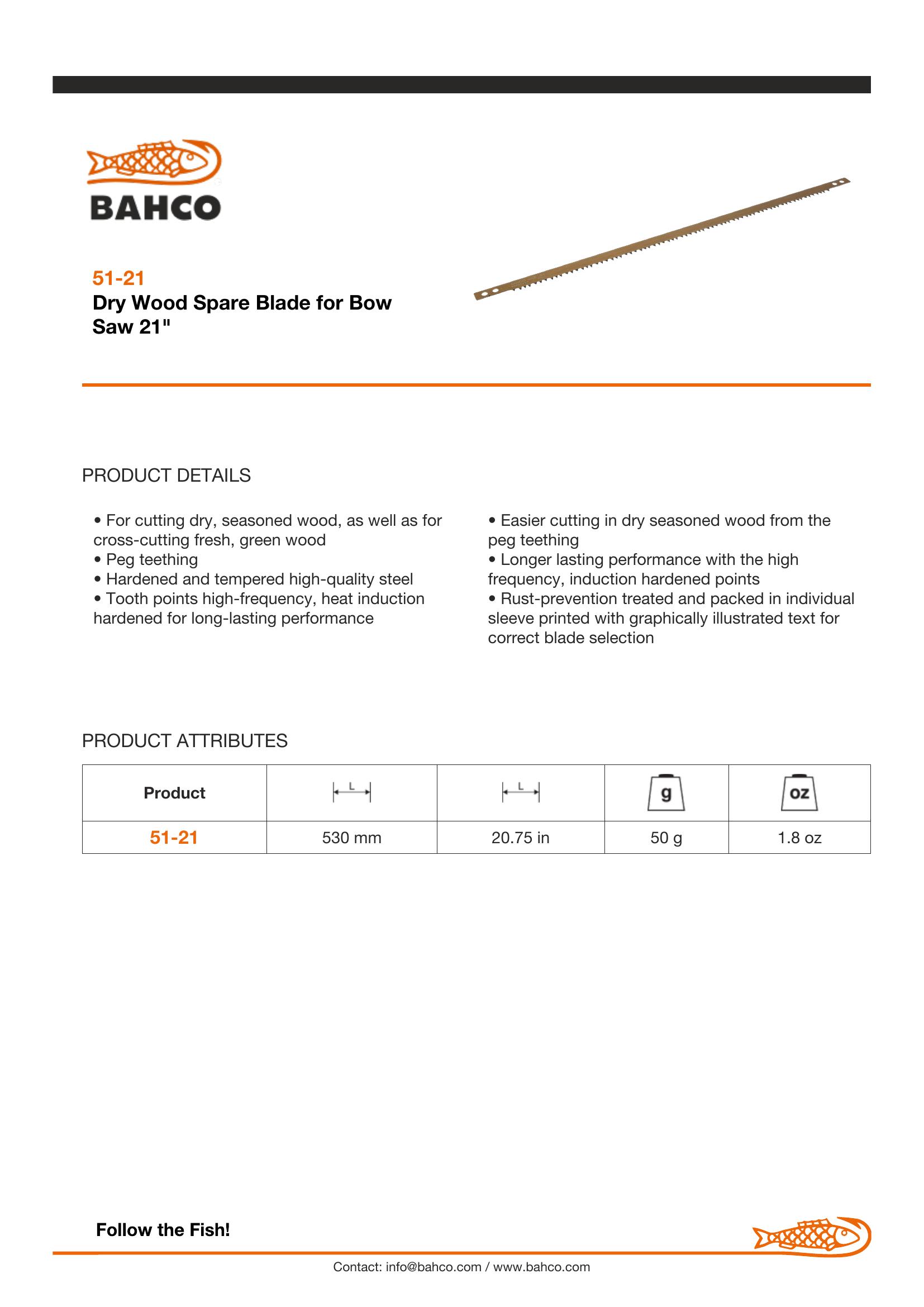 Bahco Bowsaw blade, hardpoint, peg toothed for cutting dry wood - Image 3