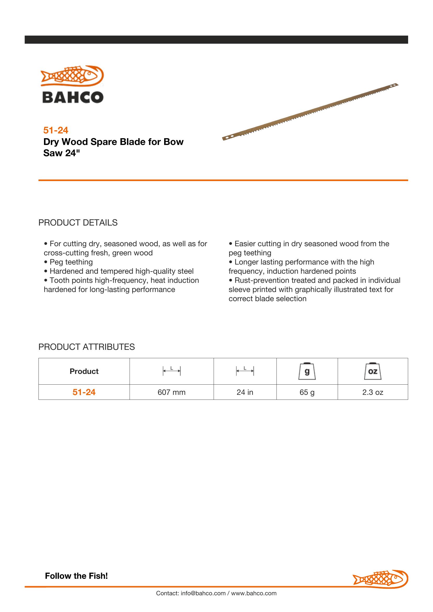 Bahco Bowsaw blade, hardpoint, peg toothed for cutting dry wood - Image 3