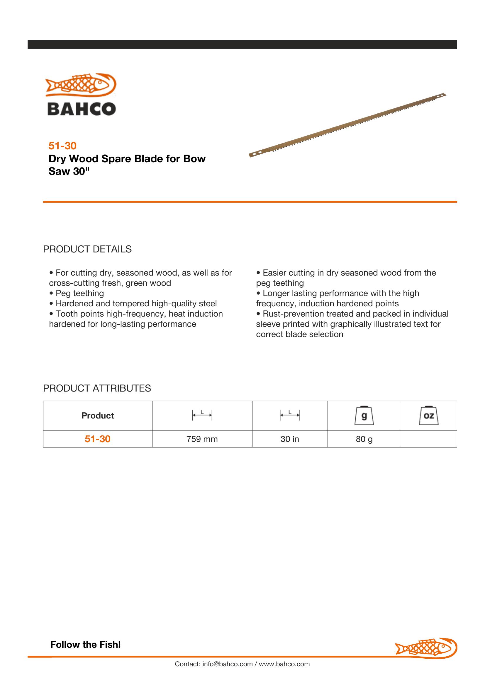 Bahco Bowsaw blade, hardpoint, peg toothed for cutting dry wood - Image 3