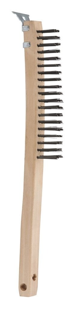 Bordo 0.33mm 3x19 Rows Steel Wire Long Wooden Handle Brush with Scraper
