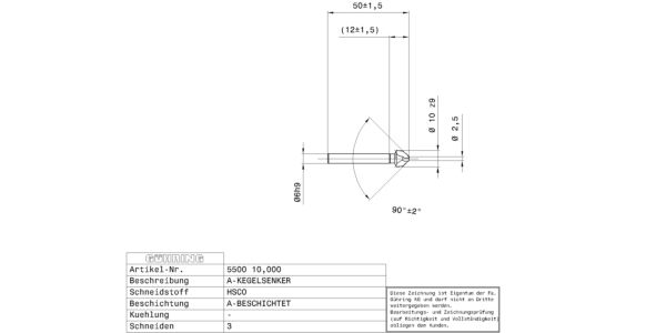 Guhring Spyrotec countersink 90° HSCO TiAlN coated - Image 2