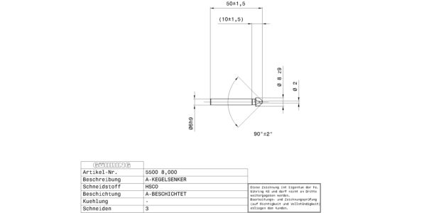 Guhring Spyrotec countersink 90° HSCO TiAlN coated - Image 2