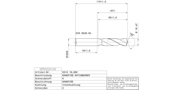 Guhring 3 x D ratio drill thru cool Carbide Fire Coated - Image 2