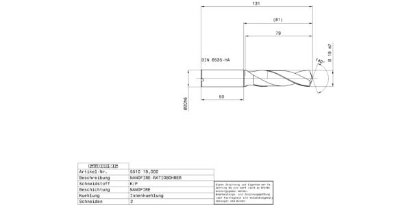 Guhring 3 x D ratio drill thru cool Carbide Fire Coated - Image 2