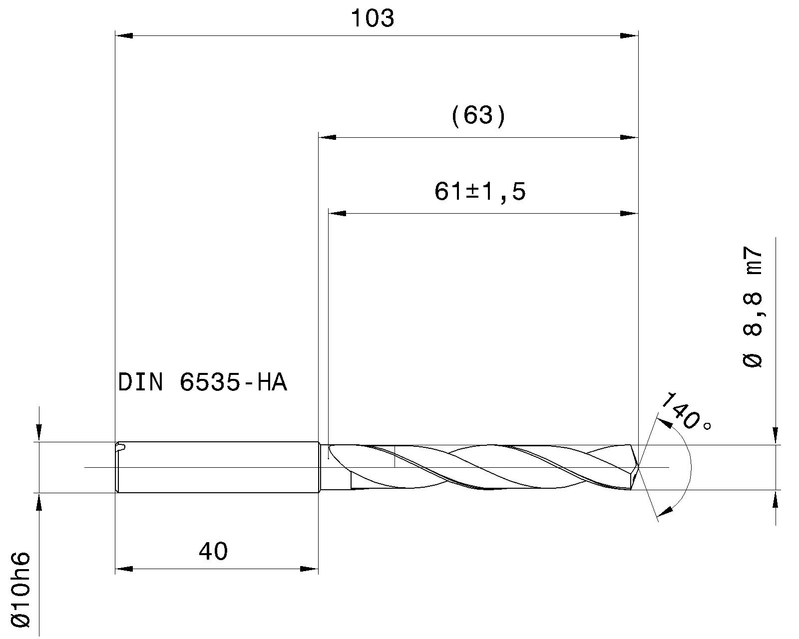 Guhring 5 x D ratio drill thru cool Carbide Fire Coated - Image 2