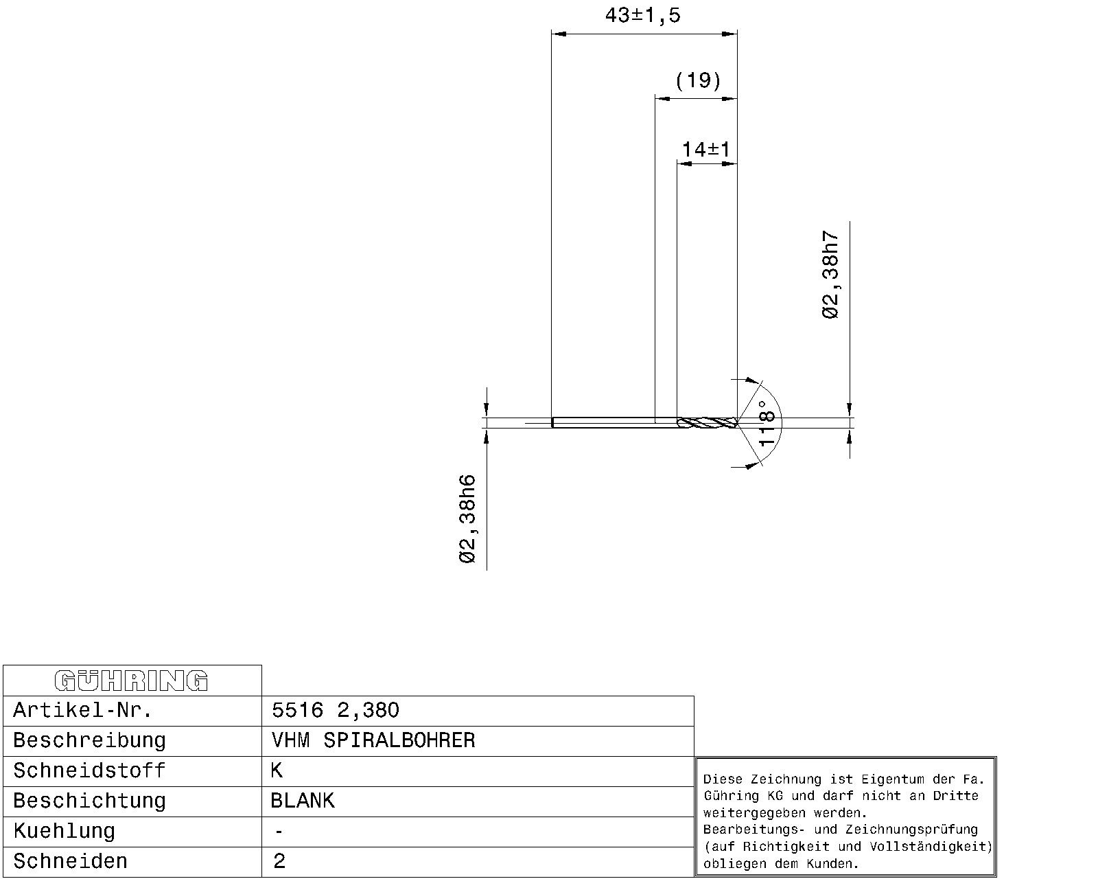 Guhring Stub drill Solid Carbide 3/32 - Image 2