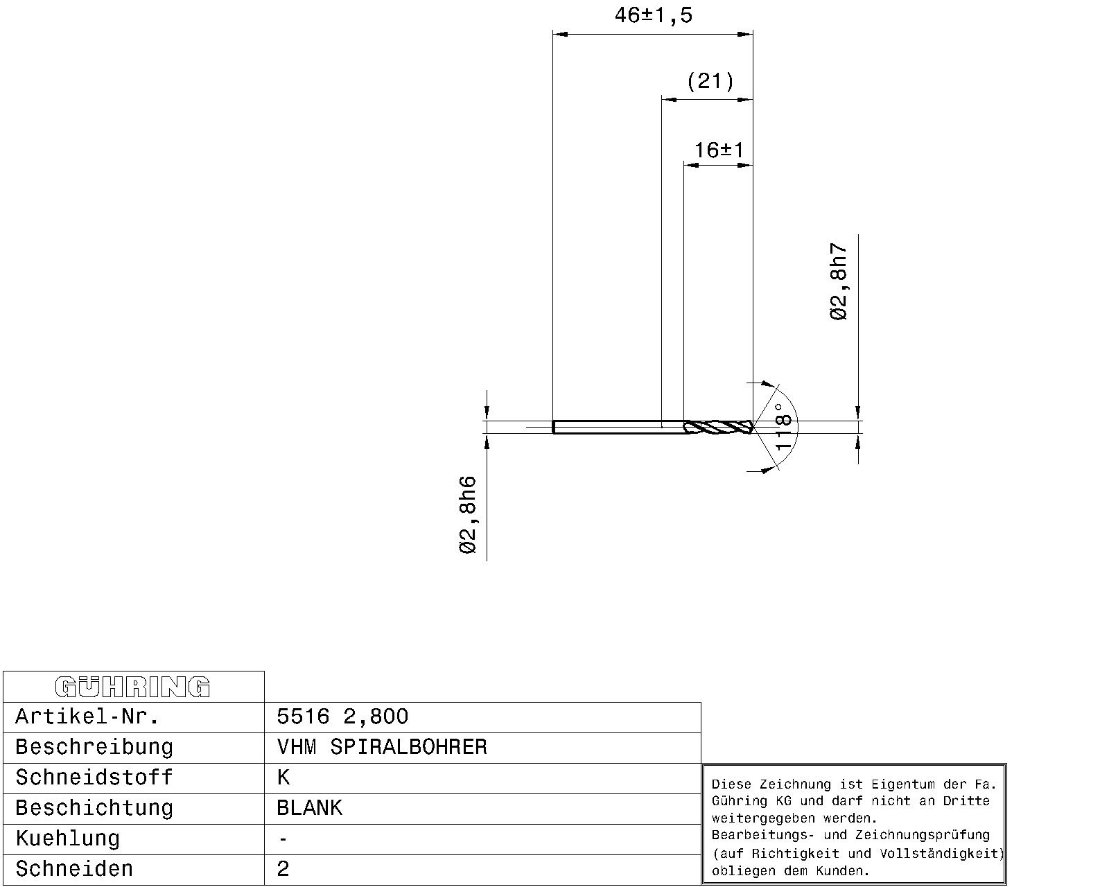 Guhring Stub drill Solid Carbide - Image 2