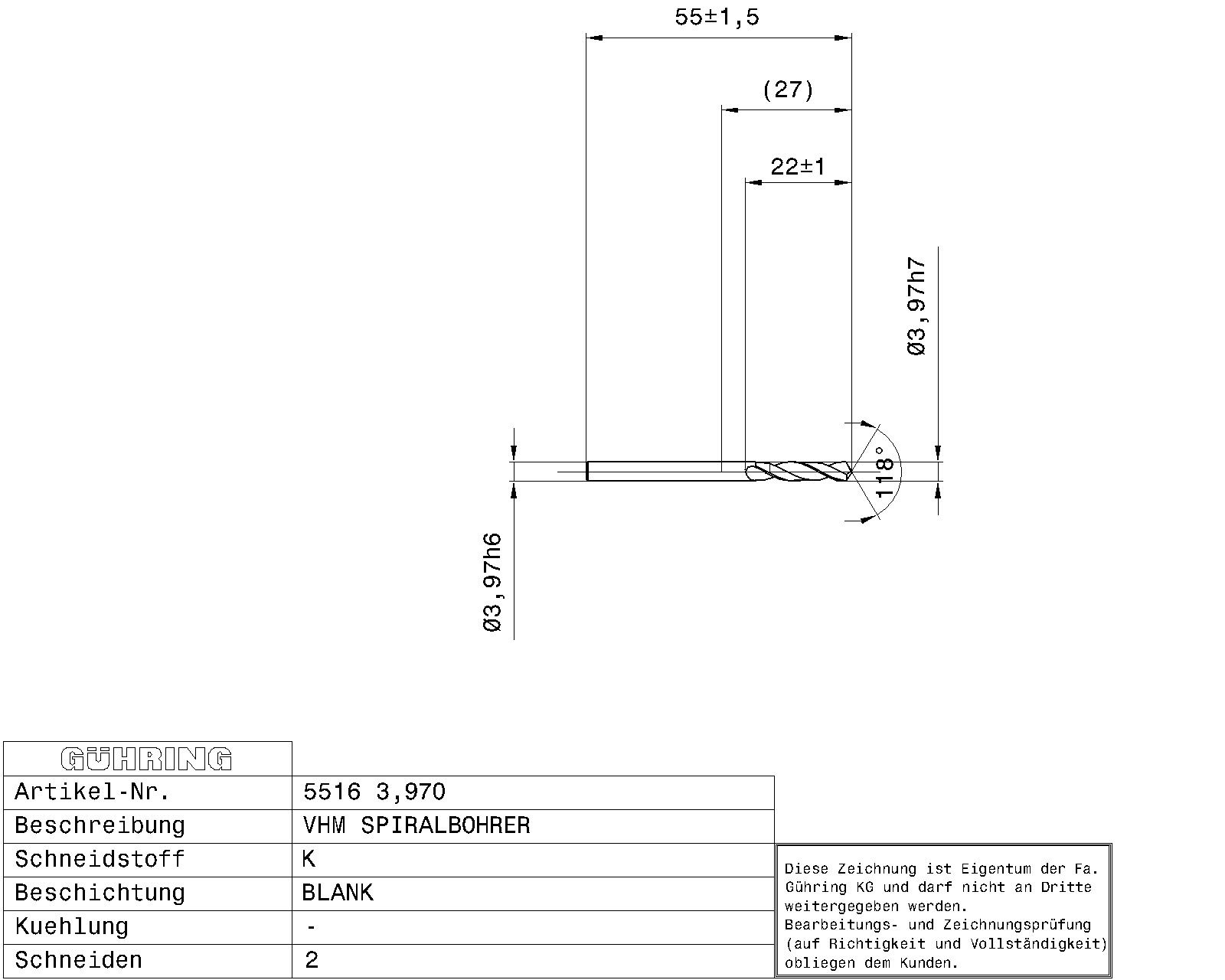 Guhring Stub drill Solid Carbide 5/32 - Image 2